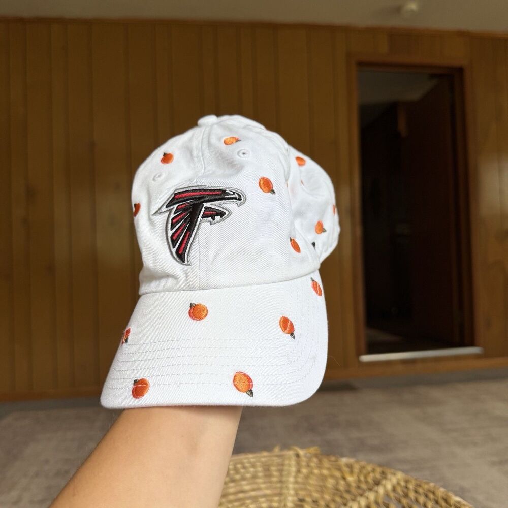 '47 Women's Atlanta Falcons Peach Logo White Confetti Clean Up Adjustable Hat - Picture 12 of 13